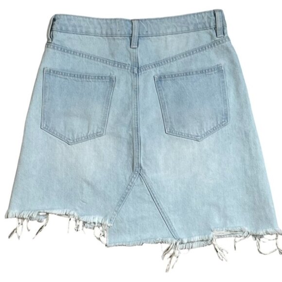 FREE PEOPLE We the Free Going Rogue Tidal Wave Button Fly Denim Jean Skirt - NWT - Picture 3 of 7